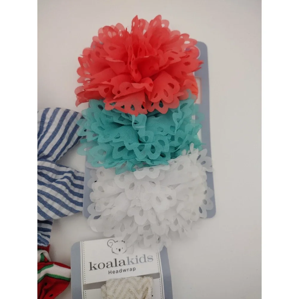 Koala Kids Headwrap Headband‎ Set 7pc Floral Bow Watermelon Pink Blue Multi NEW